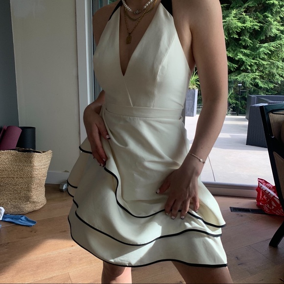 Halston Heritage layered halter dress with open back - Picture 3 of 3